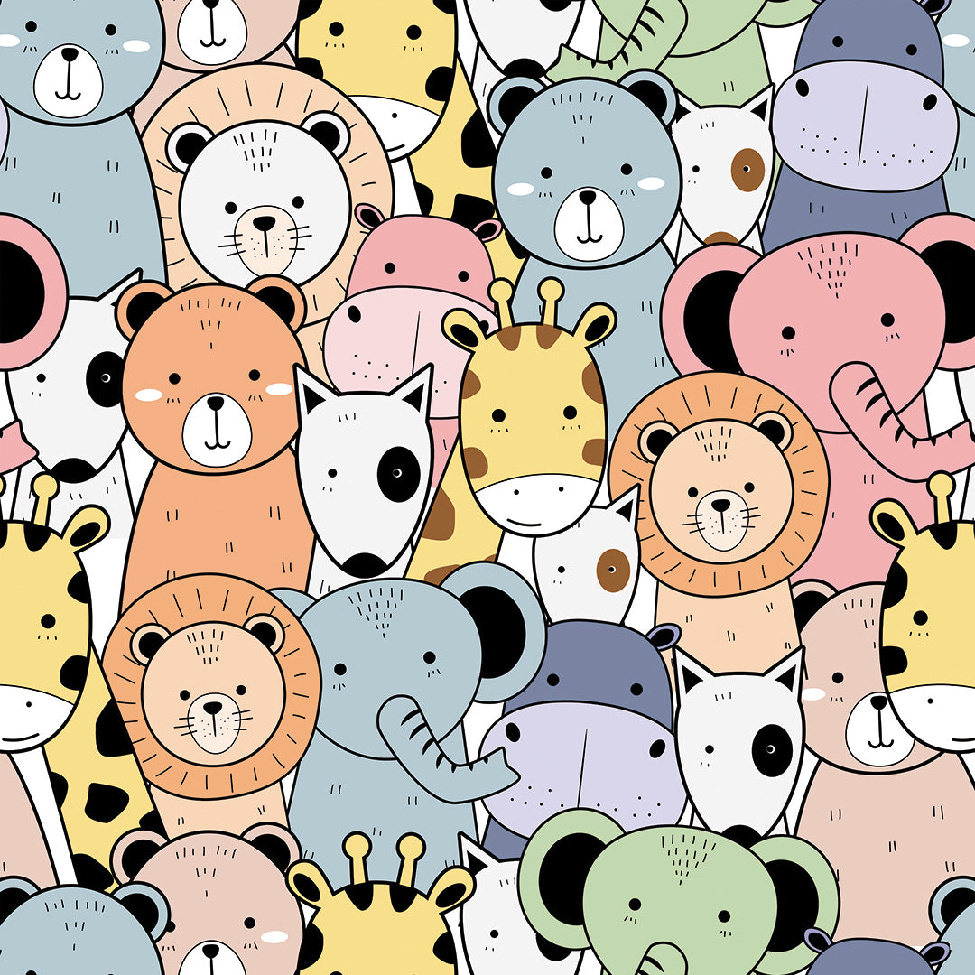 ✅ Safari-Tiere in Pastellfarben ✅ Verspieltes & kinderfreundliches Design ✨ Ideal für Kinderzimmer & Spielräume 🐾 Selbstklebende Tapete — by Pimp My Wall