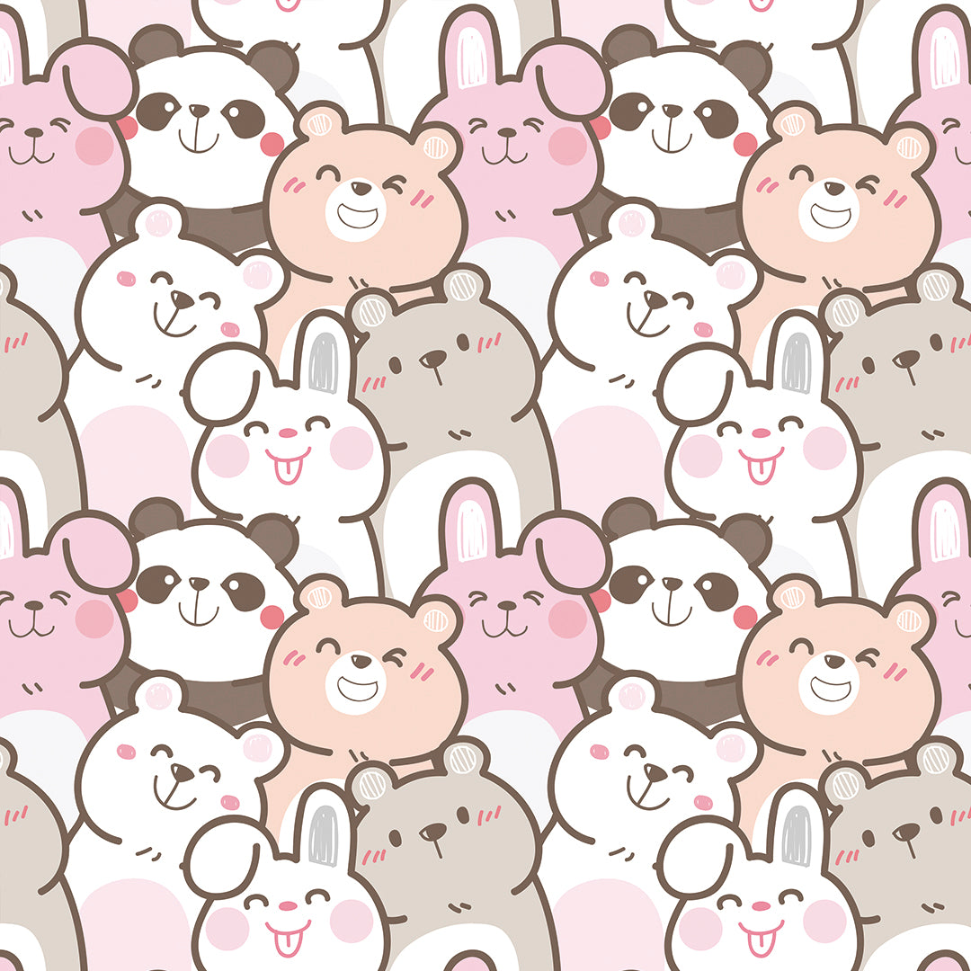 ✅ Bären, Hasen & Pandas ✅ Sanfte Pastellfarben ✨ Verspieltes Design für Kinderzimmer & Spielräume 🐻 Selbstklebende Tapete — by Pimp My Wall