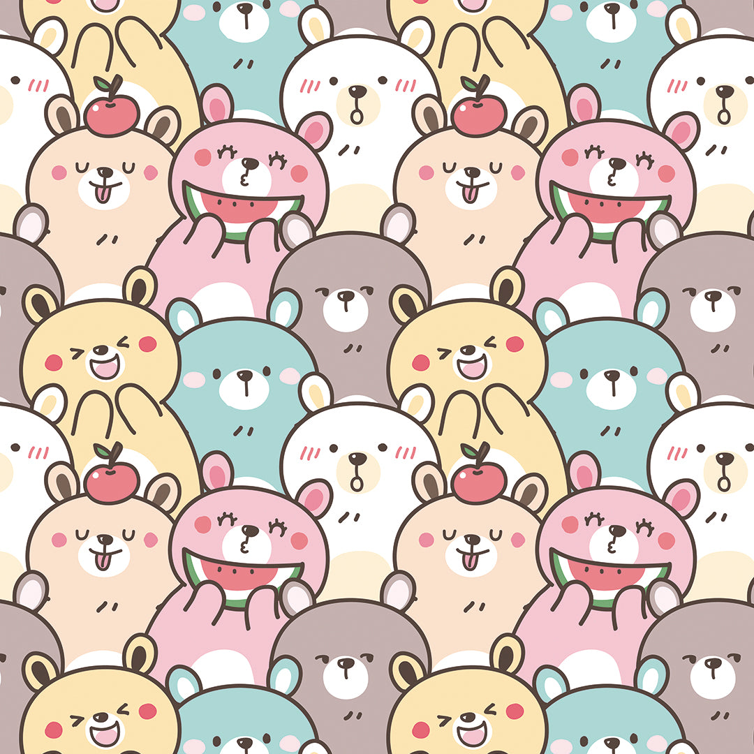✅ Niedliche Bären in Pastellfarben ✅ Fröhliches & verspieltes Design ✨ Ideal für Kinderzimmer & Spielräume 🧸 Selbstklebende Tapete — by Pimp My Wall