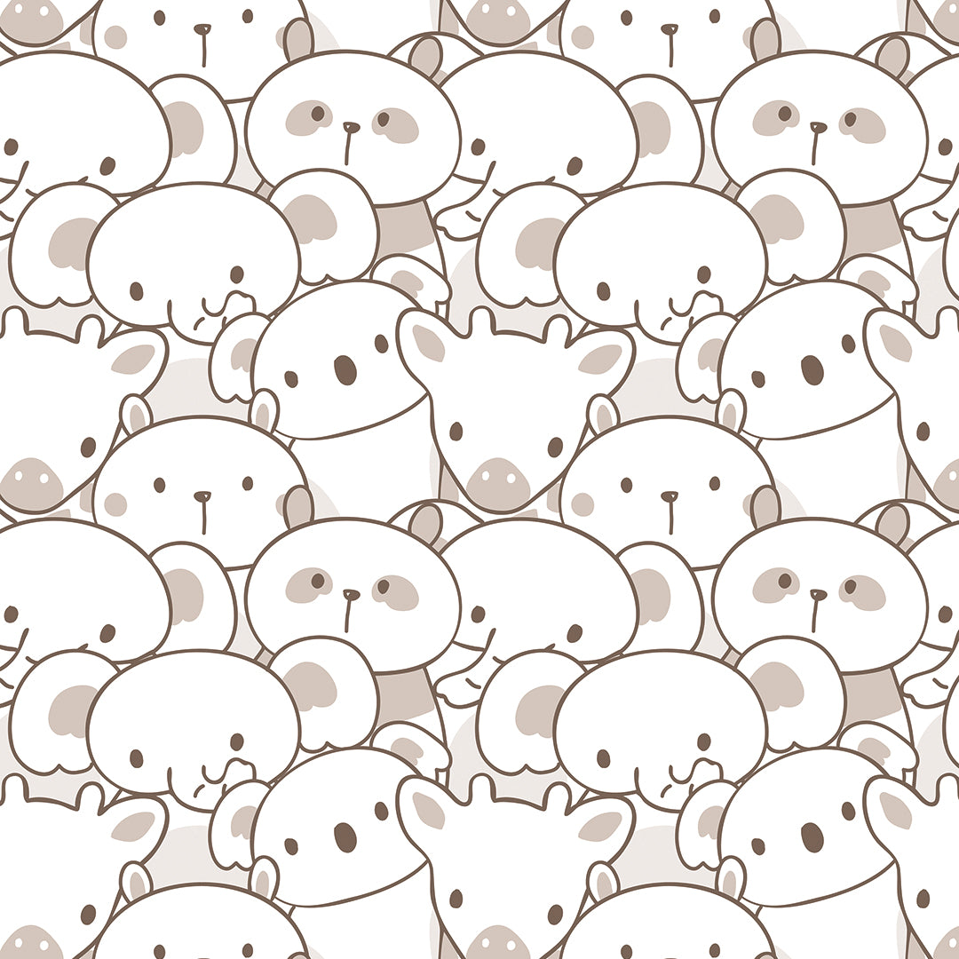 ✅ Giraffen, Pandas & Koalas ✅ Dezente Farben in Beige & Weiß ✨ Ideal für neutrale & moderne Kinderzimmer 🐼 Selbstklebende Tapete — by Pimp My Wall