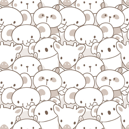✅ Giraffen, Pandas & Koalas ✅ Dezente Farben in Beige & Weiß ✨ Ideal für neutrale & moderne Kinderzimmer 🐼 Selbstklebende Tapete — by Pimp My Wall