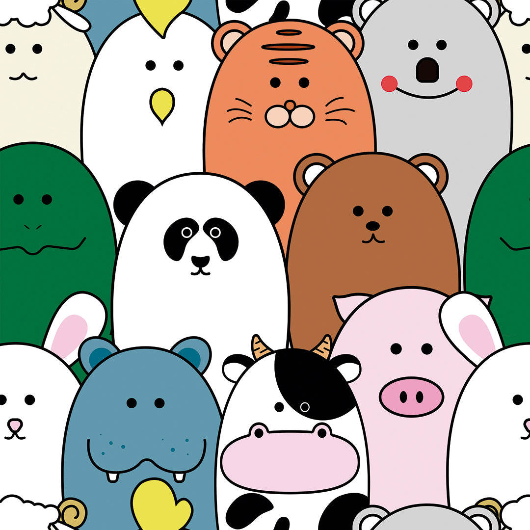 ✅ Liebevoll gezeichnete Tiere ✅ Bunte Kinderzimmer-Tapete ✨ Perfekt für kleine Tierfreunde 🐾 Selbstklebende Tapete — by Pimp My Wall