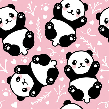✅ Niedliche Pandas ✅ Zarter Rosa-Hintergrund ✨ Ideal für liebevoll eingerichtete Kinderzimmer 🐼 Selbstklebende Tapete — by Pimp My Wall