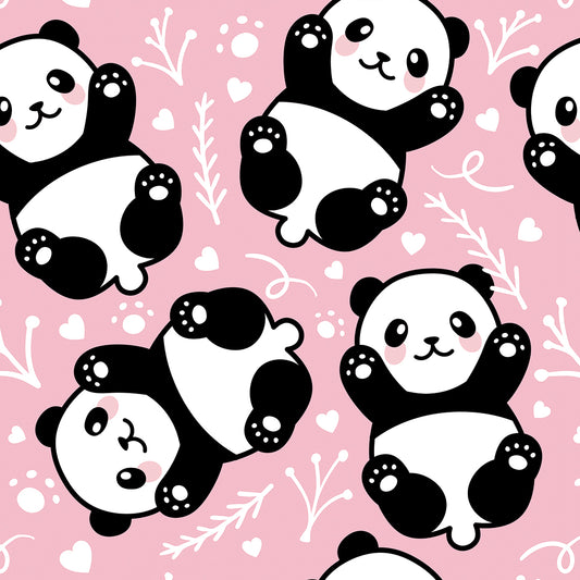 ✅ Niedliche Pandas ✅ Zarter Rosa-Hintergrund ✨ Ideal für liebevoll eingerichtete Kinderzimmer 🐼 Selbstklebende Tapete — by Pimp My Wall