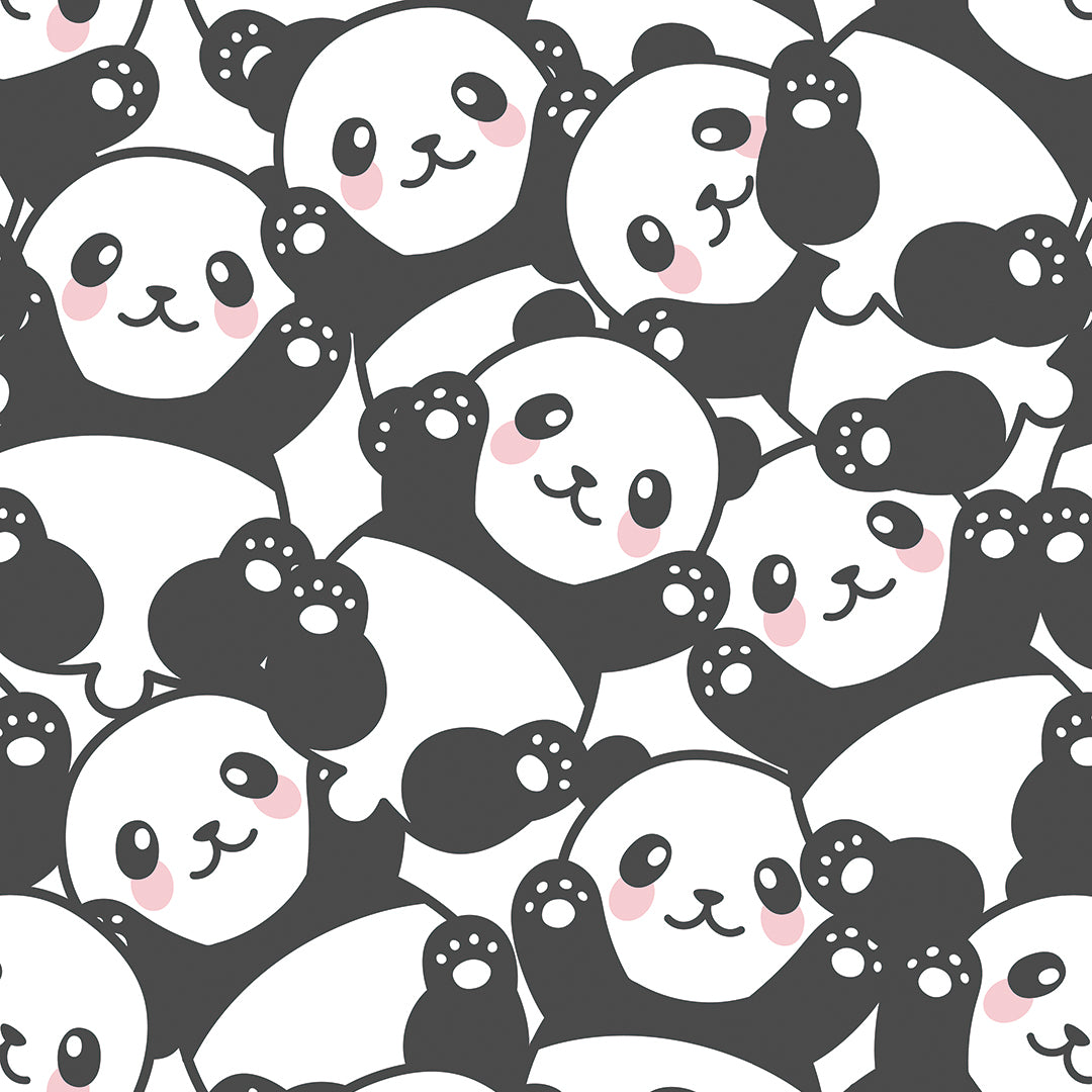 ✅ Süße Pandas in Schwarz-Weiß ✅ Verspieltes & modernes Tier-Design ✨ Perfekt für Kinderzimmer 🐼 Selbstklebende Tapete — by Pimp My Wall