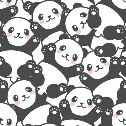 ✅ Süße Pandas in Schwarz-Weiß ✅ Verspieltes & modernes Tier-Design ✨ Perfekt für Kinderzimmer 🐼 Selbstklebende Tapete — by Pimp My Wall