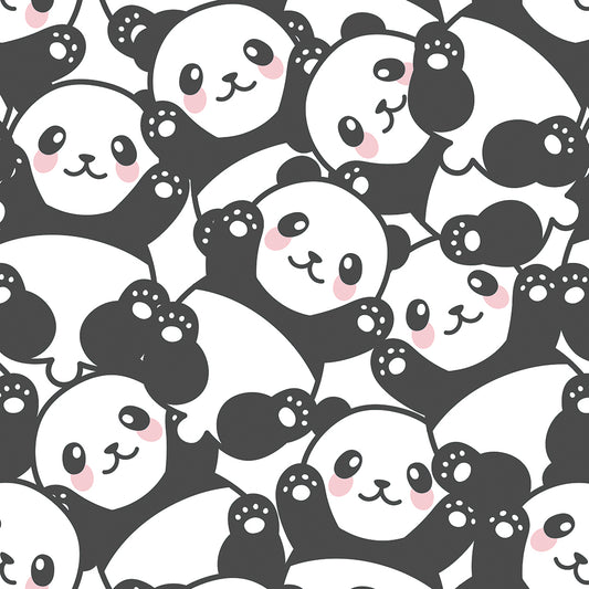 ✅ Süße Pandas in Schwarz-Weiß ✅ Verspieltes & modernes Tier-Design ✨ Perfekt für Kinderzimmer 🐼 Selbstklebende Tapete — by Pimp My Wall