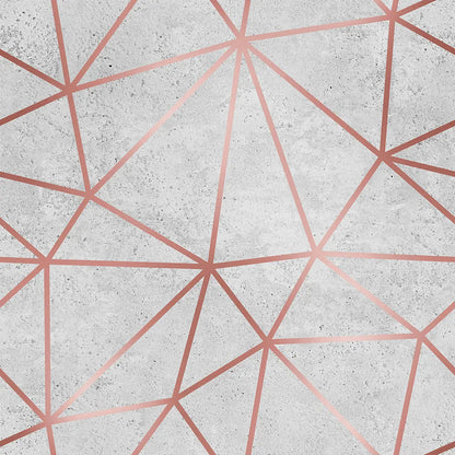 Zazz Concrete Dust Copper Lines – Geometrische Tapete Beton & Kupfer