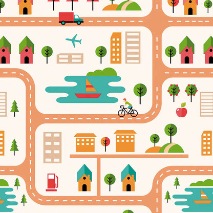 Children's room wallpaper city map