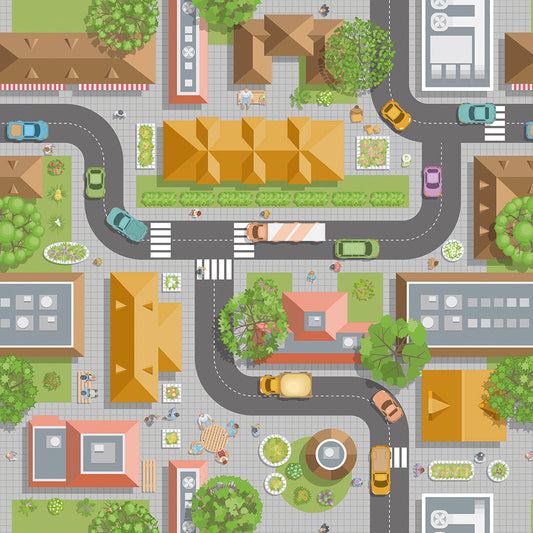 ✅ Straßen & Häuser ✅ Autos, Parks & Figuren ✨ Perfekt für kleine Autofans 🧒 Selbstklebende Kinderzimmer-Tapete — by Pimp My Wall