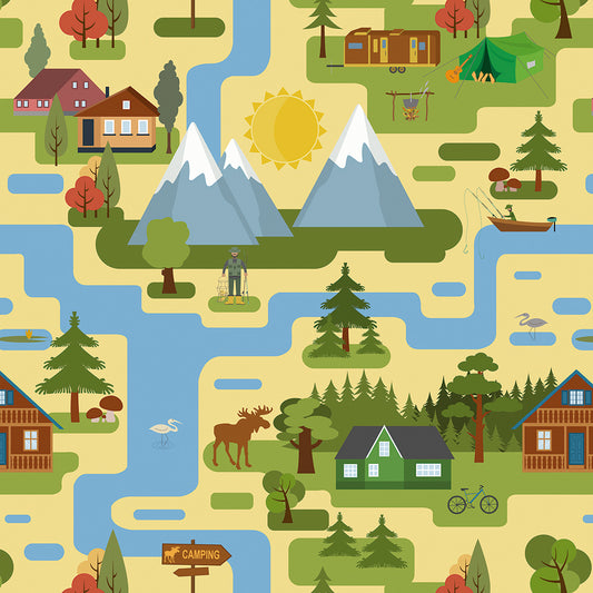 ✅ Berge, Wälder & Seen ✅ Camping & Abenteuer-Motive ✨ Mit Tieren & Naturdetails 🏕️ Perfekt für kleine Entdecker 👌 Selbstklebende Tapete — by Pimp My Wall