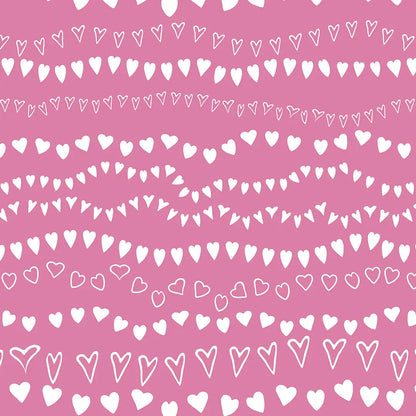 Wallpaper children's room heart garlands pink
