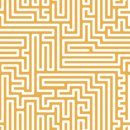Wallpaper children's room labyrinth mustard yellow