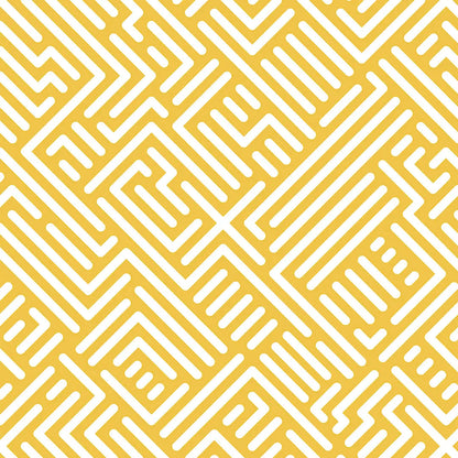 Wallpaper children's room mazes mustard yellow