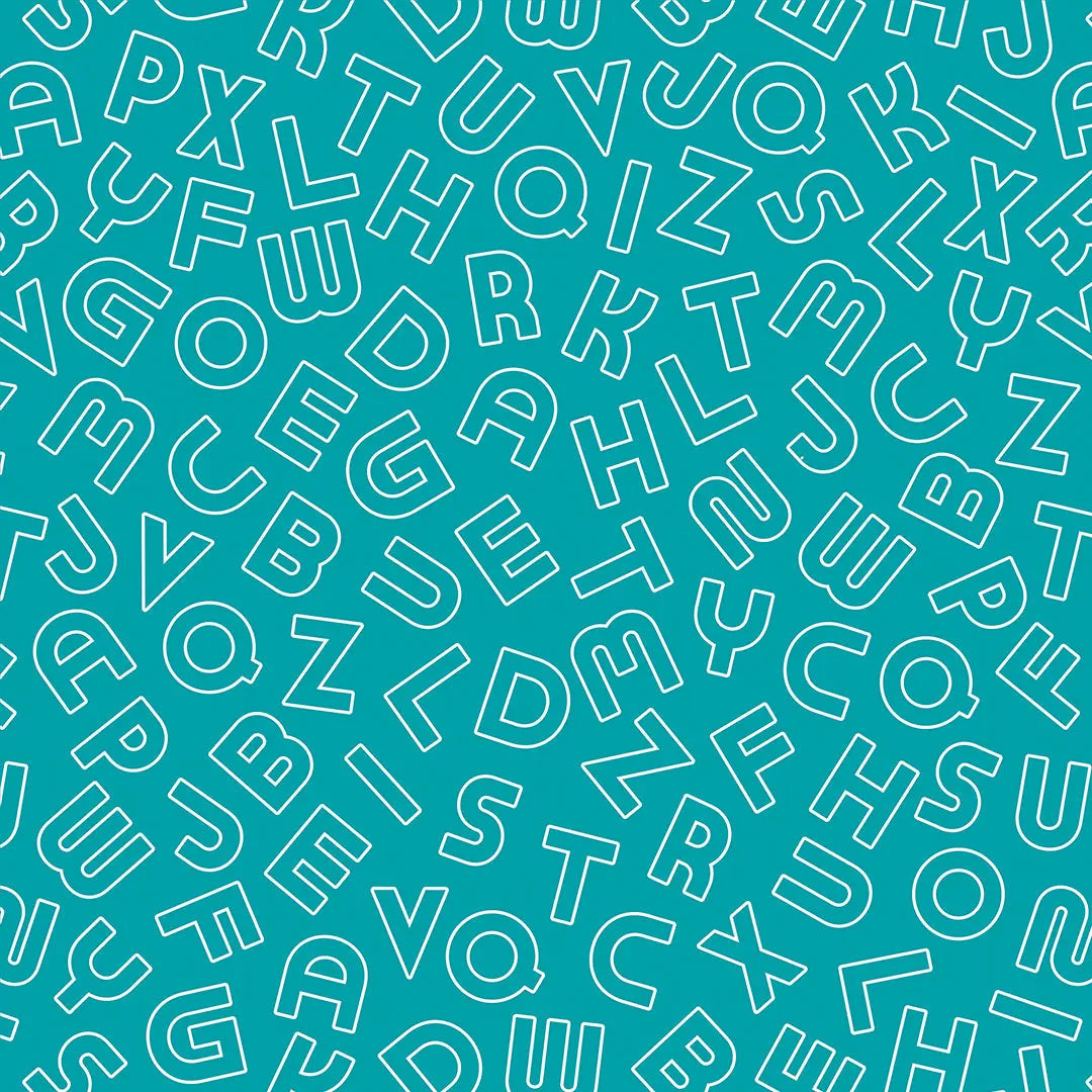 Tapete Kinderzimmer Alphabet Outline Türkis