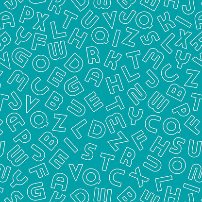 Tapete Kinderzimmer Alphabet Outline Türkis