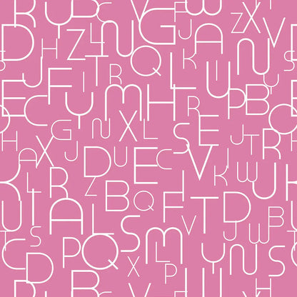 Tapete Kinderzimmer Alphabet Outline Rosa