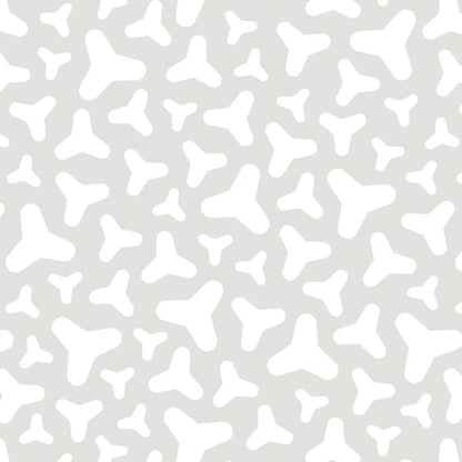 Wallpaper nursery three-leaf shapes grey