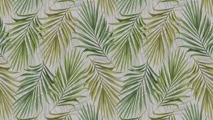 Tapete mit Palmwedel-Muster » Tropischer Look in Grün & Creme  Frisch & freundlich  Jetzt entdecken