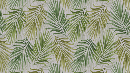 Tapete mit Palmwedel-Muster » Tropischer Look in Grün & Creme  Frisch & freundlich  Jetzt entdecken