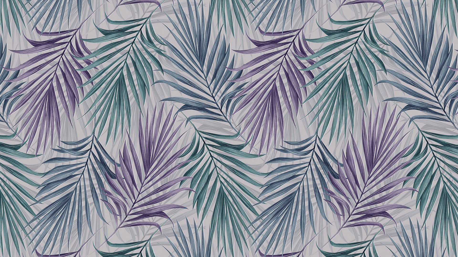 Tropische Tapete in Lila & Mint » Modern & entspannt  Exklusives Palmenmuster  Jetzt bestellen