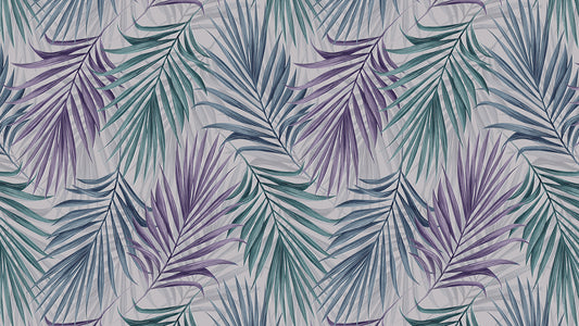 Tropische Tapete in Lila & Mint » Modern & entspannt  Exklusives Palmenmuster  Jetzt bestellen