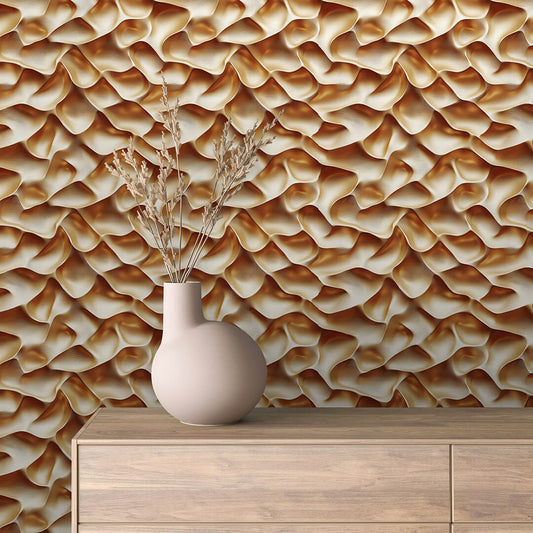 3D Tapete mit Faltenstruktur in warmem Beige-Braun  plastische Wandgestaltung  selbstklebende Tapete  PVC-frei  Lieferzeit 2-4 Werktage PCC FoliaConcept
