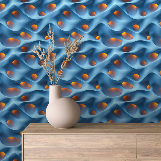3D Tapete mit Welleneffekt  Blau-orange 3D-Struktur mit Tiefe  selbstklebende Tapete  PVC-frei  Lieferzeit 2-4 Werktage PCC FoliaConcept