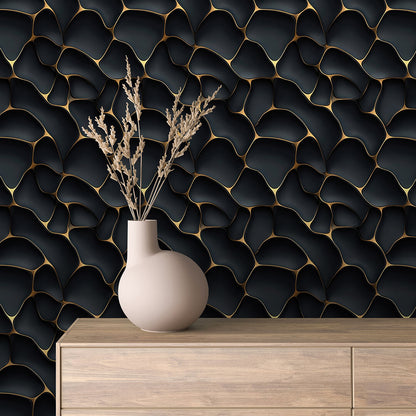 3D Tapete in Schwarz-Gold  Luxuriöse Struktur mit Tiefenwirkung  selbstklebende Tapete  PVC-frei  Lieferzeit 2-4 Werktage PCC FoliaConcept
