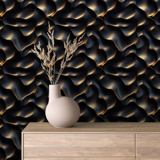 3D Tapete in Schwarz mit Goldakzent  Elegantes Design mit 3D-Effekt  selbstklebende Tapete  PVC-frei  Lieferzeit 2-4 Werktage PCC FoliaConcept