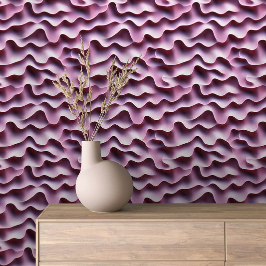 3D Tapete in Pink-Lila | Dynamischer Wellen-Look  selbstklebende Tapete  PVC-frei  Lieferzeit 2-4 Werktage PCC FoliaConcept