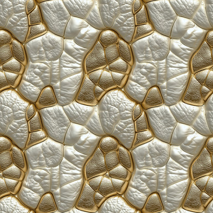3D Tapete in Gold & Perlmutt  Lederstruktur mit Zelloptik  selbstklebende Tapete  PVC-frei  Lieferzeit 2-4 Werktage PCC FoliaConcept
