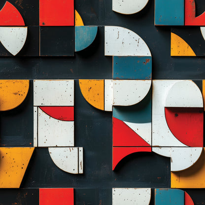 Moderne 3D Tapete im Bauhaus-Stil  Geometrische Formen & starke Farben  selbstklebende Tapete  PVC-frei  Lieferzeit 2-4 Werktage PCC FoliaConcept