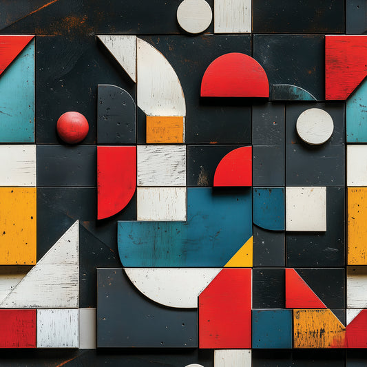 3D-Tapete im Retro-Bauhaus-Stil  Geometrische Kunst in Primärfarben  Selbstklebend & PVC-frei  Jetzt entdecken bei PCC FoliaConcept!
