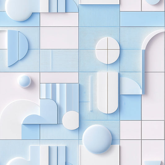 3D Tapete in Hellblau & Weiß  Geometrisch & retro-modern  Einfach anzubringen  Umweltfreundlich  Jetzt online bestellen!