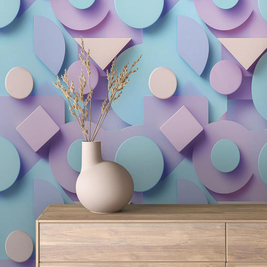 3D Tapete in Pastelllila & Hellblau  Verspielt & modern  Selbstklebend & PVC-frei  Für kreative Räume  Jetzt entdecken!