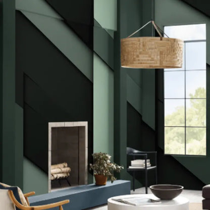 Wohnzimmer mit Struktur grüne Tapete