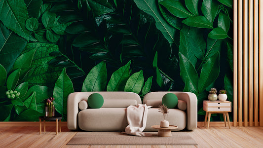 Dunkelgrüne Blätter-Tapete  Tiefe Naturstimmung fürs Zuhause  Design by Pimp My Wall