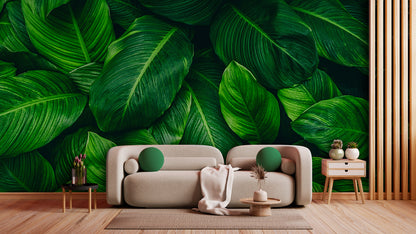 Tapete Botanic Flow  XL-Blattstruktur in sattem Grün  beruhigende Tiefenwirkung  Design by Pimp My Wall