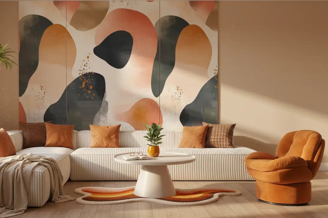 Wohnzimmer orange Wellen Vintage