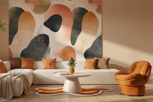 Wohnzimmer orange Wellen Vintage