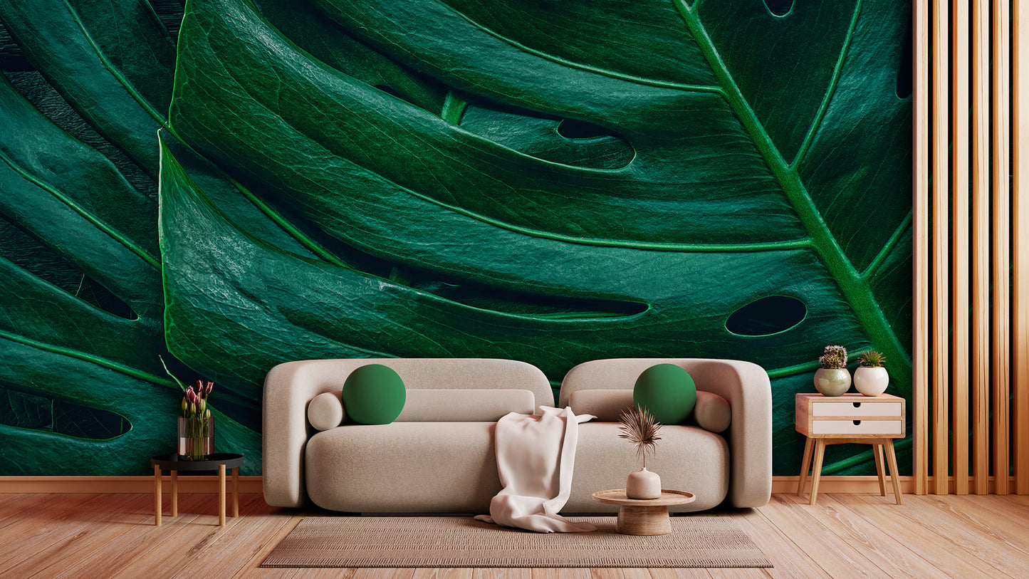 Tapete Monstera Macro  tropisch & modern  XL-Blattstruktur  Design by Pimp My Wall