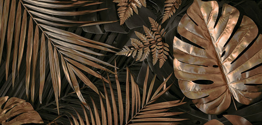 Tapete Midnight Bronze Jungle  tropisch & dunkel  metallic Bronze  edles Wanddesign  Design by Pimp My Wall