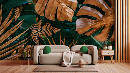 Tapete Tropical Elegance Copper  Dschungelgrün & Kupfer  edle Pflanzenoptik  modernes Wanddesign  Design by Pimp My Wall