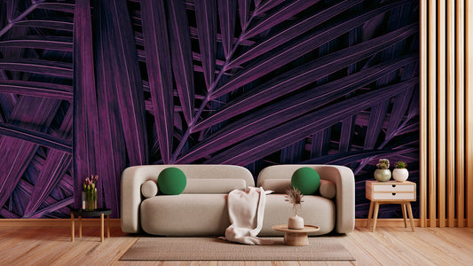 Tapete Violet Weave  violette Palmenblätter  strukturiert & geheimnisvoll  exotisch & elegant  Design by Pimp My Wall