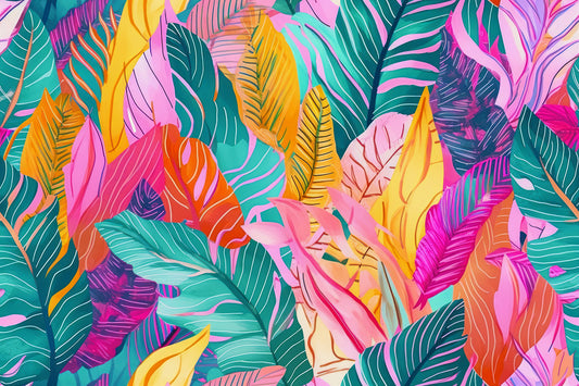 Tapete TropiPop Sunshine  bunte Dschungel-Optik  leuchtende Farben im Pop-Stil  Design by Pimp My Wall  wow-Effekt garantiert