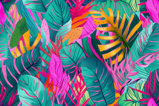 Tapete TropiPop Wild Fruits  tropischer Pop-Art-Stil  kräftige Farben mit Obst-Vibes  Design by Pimp My Wall  Farbkick für jeden Raum
