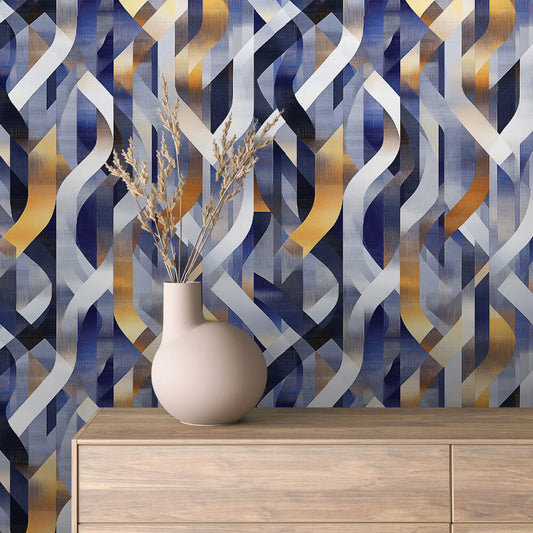 Blau-Gold Geometrie Abstrakt