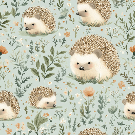Igel-Tapete mit Wiesenblumen – PVC-frei, selbstklebend, Made in Germany, ideal fürs Babyzimmer, mit schnellem Versand. 