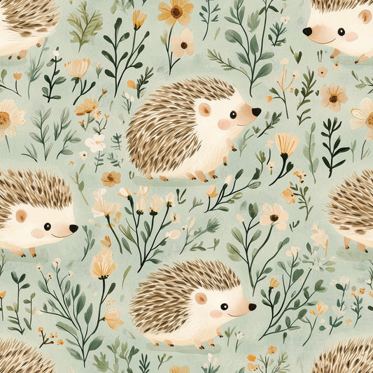 Igel-Tapete mit Wiesenmotiven – PVC-frei, selbstklebend, Made in Germany, ideal fürs Babyzimmer, mit schnellem Versand. 